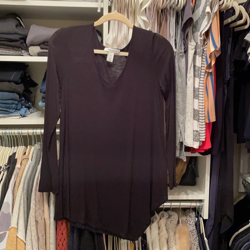 Black long sleeve V neck top